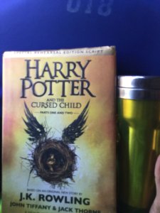 Reading Harry Potter at the bus