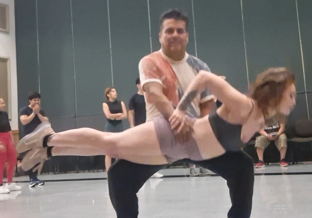 Angela and me practicing at the dance lifts workshop.